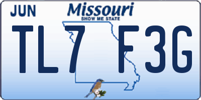 MO license plate TL7F3G