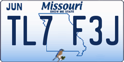 MO license plate TL7F3J