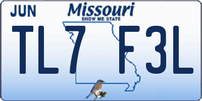 MO license plate TL7F3L