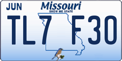MO license plate TL7F3O