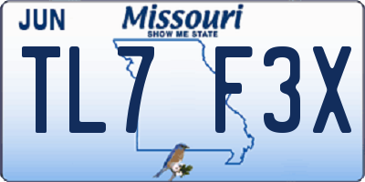 MO license plate TL7F3X