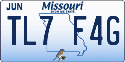 MO license plate TL7F4G