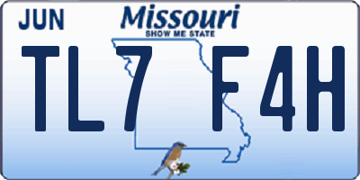 MO license plate TL7F4H