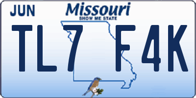 MO license plate TL7F4K