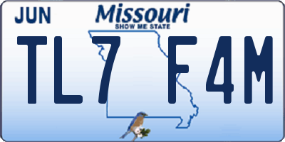 MO license plate TL7F4M