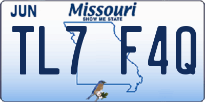 MO license plate TL7F4Q