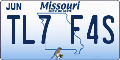 MO license plate TL7F4S