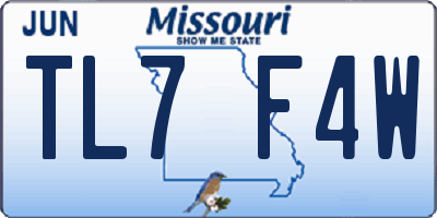 MO license plate TL7F4W