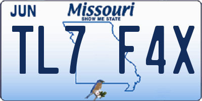MO license plate TL7F4X