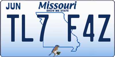 MO license plate TL7F4Z
