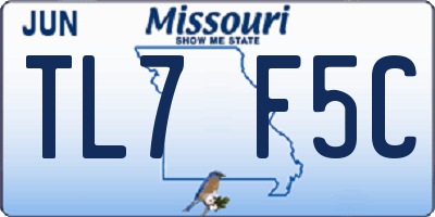MO license plate TL7F5C