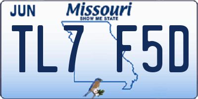 MO license plate TL7F5D