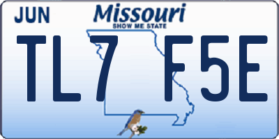 MO license plate TL7F5E