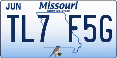 MO license plate TL7F5G