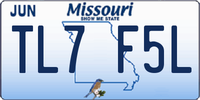 MO license plate TL7F5L
