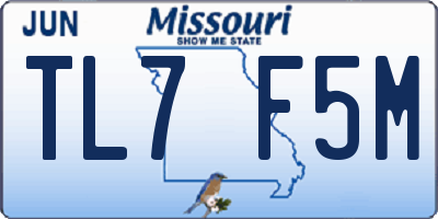 MO license plate TL7F5M