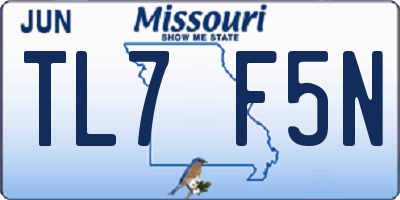 MO license plate TL7F5N