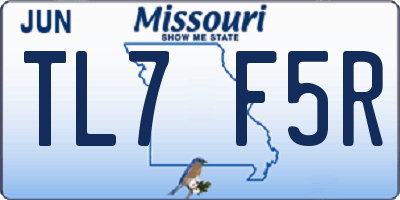 MO license plate TL7F5R