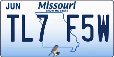 MO license plate TL7F5W