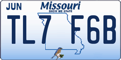 MO license plate TL7F6B