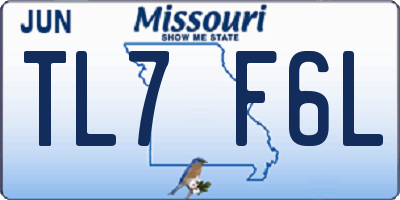 MO license plate TL7F6L