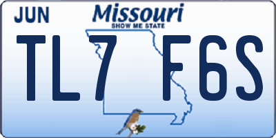 MO license plate TL7F6S