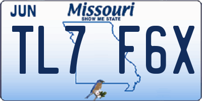 MO license plate TL7F6X
