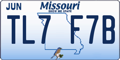 MO license plate TL7F7B