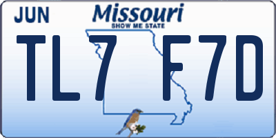 MO license plate TL7F7D