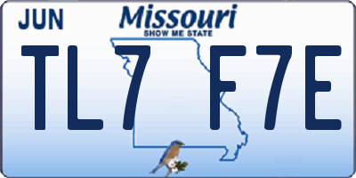 MO license plate TL7F7E