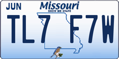 MO license plate TL7F7W
