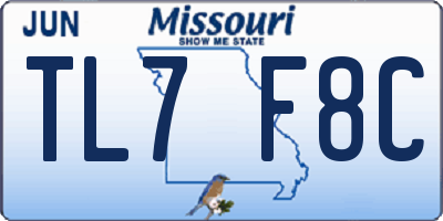 MO license plate TL7F8C