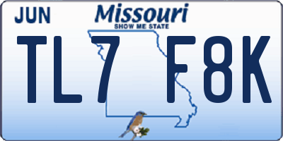 MO license plate TL7F8K