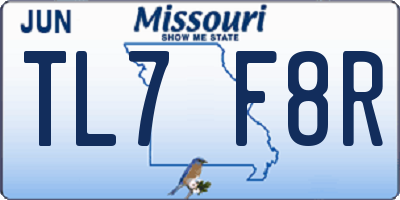 MO license plate TL7F8R