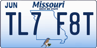 MO license plate TL7F8T