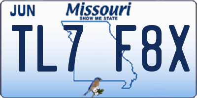 MO license plate TL7F8X