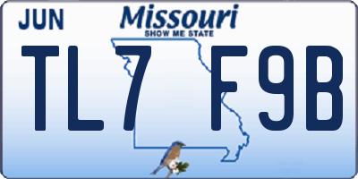 MO license plate TL7F9B