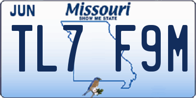 MO license plate TL7F9M