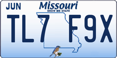 MO license plate TL7F9X
