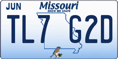 MO license plate TL7G2D