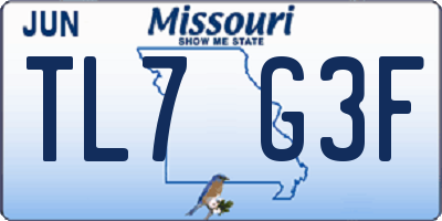 MO license plate TL7G3F