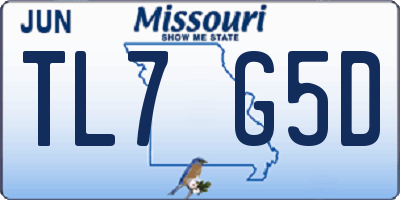 MO license plate TL7G5D
