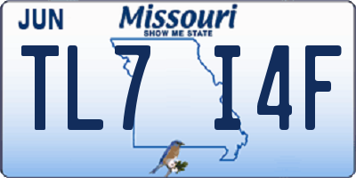 MO license plate TL7I4F