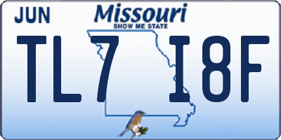 MO license plate TL7I8F