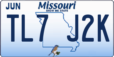 MO license plate TL7J2K