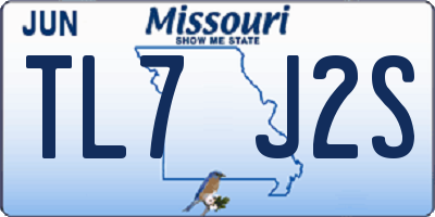 MO license plate TL7J2S