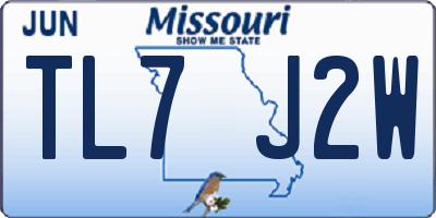 MO license plate TL7J2W
