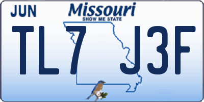 MO license plate TL7J3F