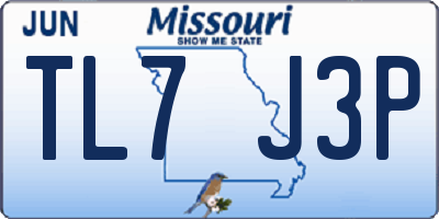 MO license plate TL7J3P