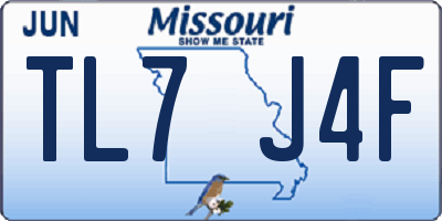 MO license plate TL7J4F